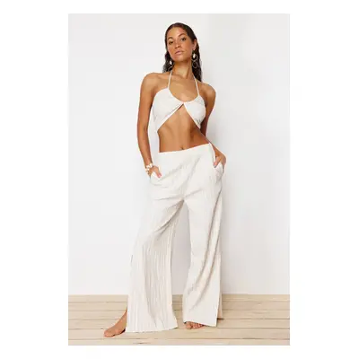 Trendyol Ecru Woven Linen Blend Blouse Trousers Beach Set