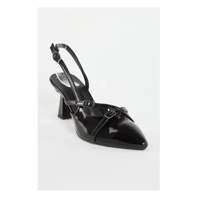 Trendyol Black Patent Leather Belt Buckle Detailed Women's High Heel Shoes TAXSS24TO00007