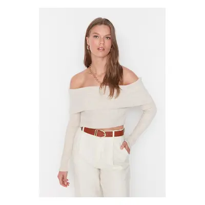 Trendyol Stone Crop Carmen Collar Pletený svetr