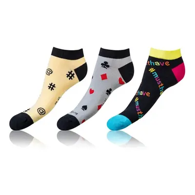 Sada tří párů unisex ponožek v žluté, šedé a černé barvě Bellinda CRAZY IN-SHOE SOCKS 3x