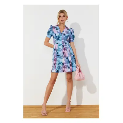 Trendyol Multicolor A-line Print Balloon Sleeve Mini Woven Dress