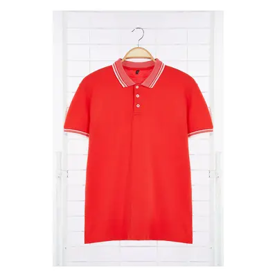 Trendyol Pomegranate Blossom Slim/Narrow Cut 100% Cotton Polo Neck T-shirt