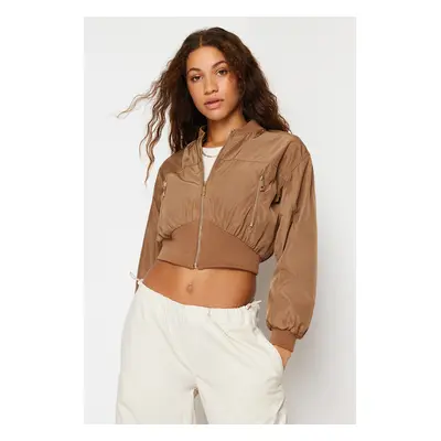 Trendyol Mink Regular Fit Crop Thin Bomber Jacket