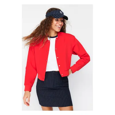 Trendyol Red Crop Slim Bomber Jacket