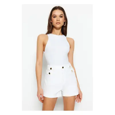 Trendyol White Button Detailed Shorts