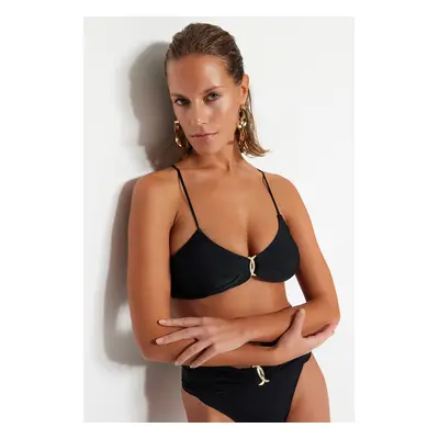 Trendyol X Moeva Black Bikini Top With Accessory Detail