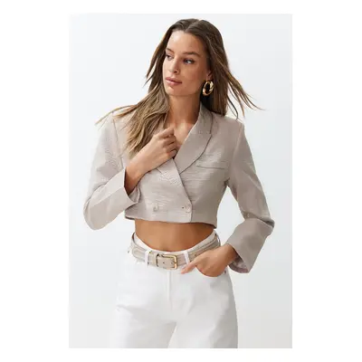 Trendyol Mink Crop Woven Blazer Jacket