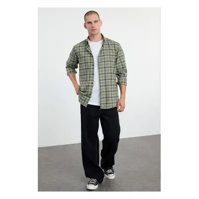 Trendyol Khaki Regular Fit Winter Checkered Plaid Unisex Lumberjack Shirt