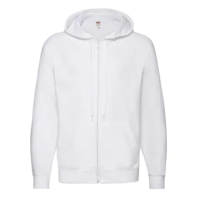 White Men's Hoodie Lightweight Zip Thru Hooded Sweat Fruit of the Loom