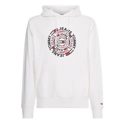 Tommy Jeans Sweatshirt - TJM CIRCULAR GRAPHIC HOODIE white