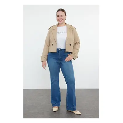 Trendyol Curve Blue High Waist Flare Leg Plus Size Jeans