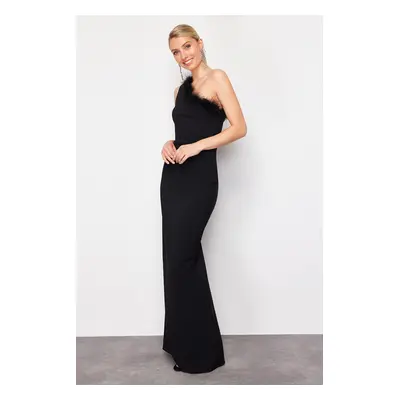 Trendyol Black Body-fitting Otrique Woven Long Evening Dress