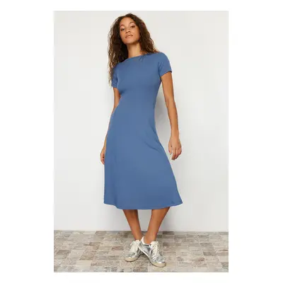 Trendyol Blue Skirt Flounced Midi Stretchy Knitted Maxi Dress