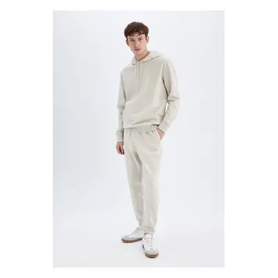 DEFACTO Men's Beige Regular Fit Regular Cut Pocketed Waist Tie Elastic Leg Sweatpants