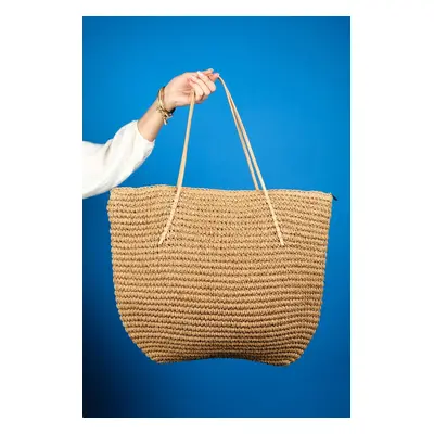 LuviShoes HSR1172 Tan Straw Women's Shoulder Bag