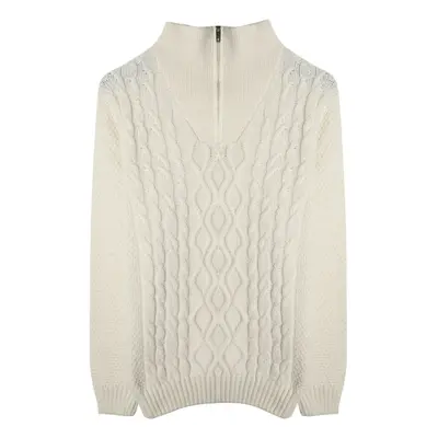 Trendyol Ecru Regular Half Turtleneck Hair Knit Sweater