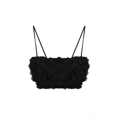 Trendyol Limited Edition Black 3D Floral Crop Bustier