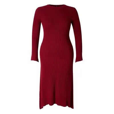 Trendyol Curve Burgundy Corduroy Midi Length Knit Dress