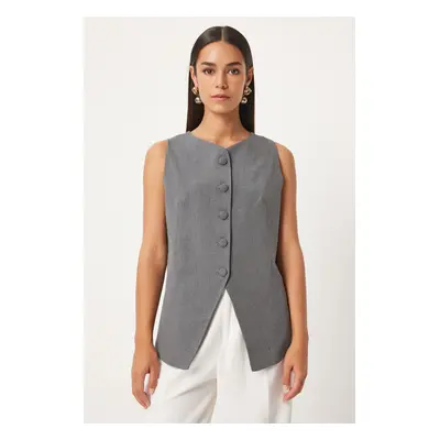 Happiness İstanbul Women's Anthracite Sleeveless Woven Vest