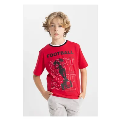 DEFACTO Boy's Crew Neck Printed Short Sleeve T-Shirt