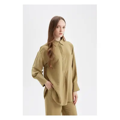 DEFACTO Relax Fit Shirt Collar Woven Long Sleeve Shirt Tunic