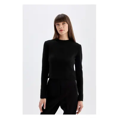 DEFACTO Regular Fit Crew Neck Premium Basic Plain Crop Knitwear Sweater