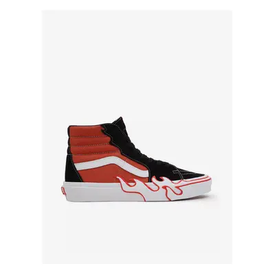 Oranžovo-černé pánské tenisky VANS SK8-Hi Flame - Pánské