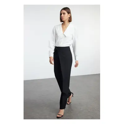 Trendyol Black Cross Closure Detailed Wide Leg/Wide Leg Woven Fabric Trousers