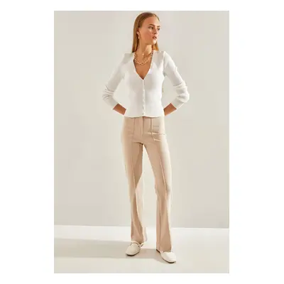 Bianco Lucci Women's Chestnut Palazzo Trousers