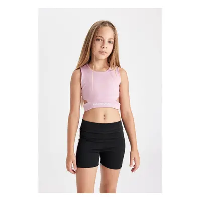 DEFACTO Girl's Crew Neck Sports Printed Undershirt