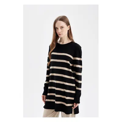 DEFACTO Regular Fit Crew Neck Striped Long Sleeve Knitwear Sweater Tunic