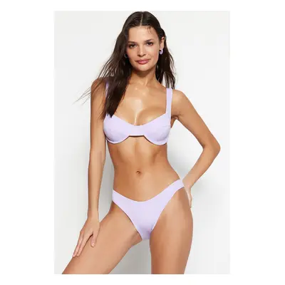 Trendyol Lilac Textured High Leg Bikini Bottoms