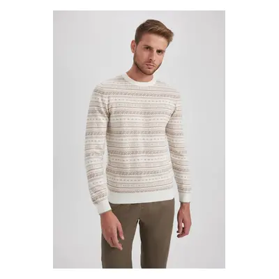 DEFACTO Standard Fit Regular Cut Patterned Crew Neck Knitwear Sweater