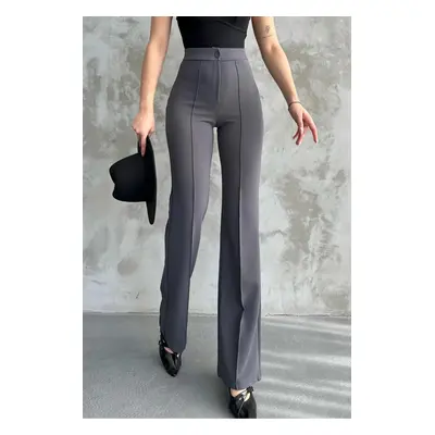 80272 Dewbery High Waist Slim Fit Wide Leg Pants-ANTHRACITE