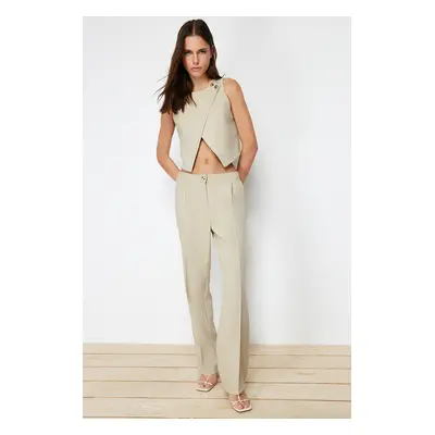 Trendyol Mink Straight Cut Ribbed Woven Trousers