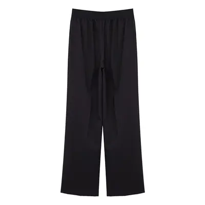 Trendyol Black Elastic Waist Wide Leg/Wide Leg High Waist Woven Fabric Trousers