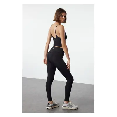 Trendyol Black Recovery Fabric Reflective Print Detailed Full Length Knitted Sports Tights