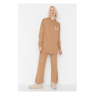 Trendyol Camel Threads Chain Detailed Sweater-Pants Knitwear Set