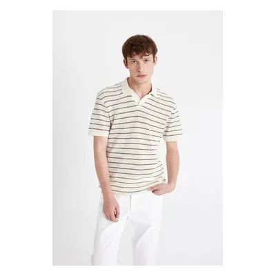 DEFACTO Regular Fit Striped Short Sleeve Knitwear Polo T-Shirt