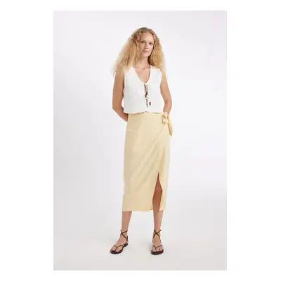 DEFACTO Linen Slit Midi Skirt