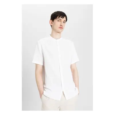 DEFACTO Regular Fit Stand Collar Cotton Short Sleeve Shirt