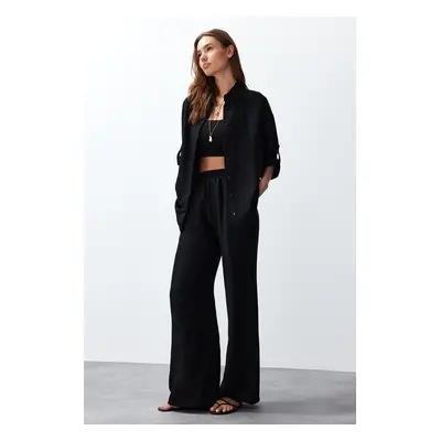 Trendyol Black Woven Shirt-Pants Epaulette Suit