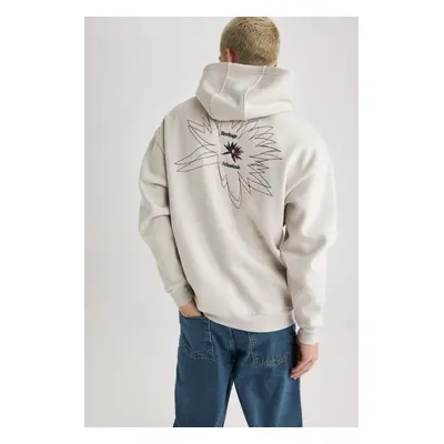 DEFACTO Oversize Fit Back Printed Hooded Sweatshirt