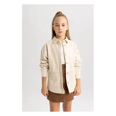 DEFACTO Girl's Gabardine Long Sleeve Shirt