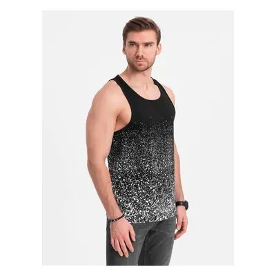 Ombre Men's cotton tank top with gradient print - black