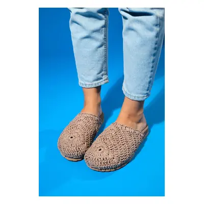 LuviShoes LOOP Light Brown Knitted Women's Slippers