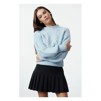 Trendyol Light Blue Hair Knitted Crew Neck Knitwear Sweater