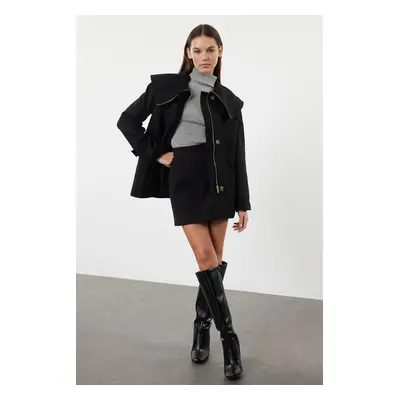 Trendyol Black Collar Detailed Regular Midi Coat