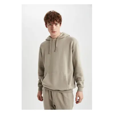 DEFACTO Regular Fit Hooded Washed Faded Effect Kangaroo Pocket Sweatshirt