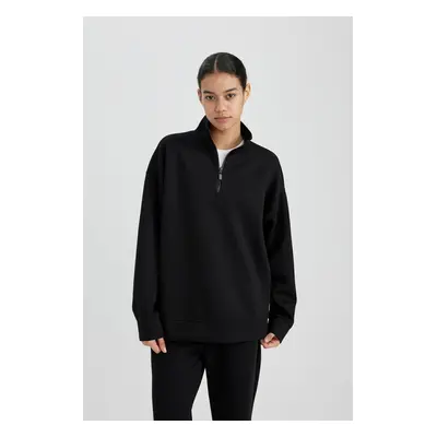 DEFACTO Fit Oversize Fit High Neck Sports Sweatshirt